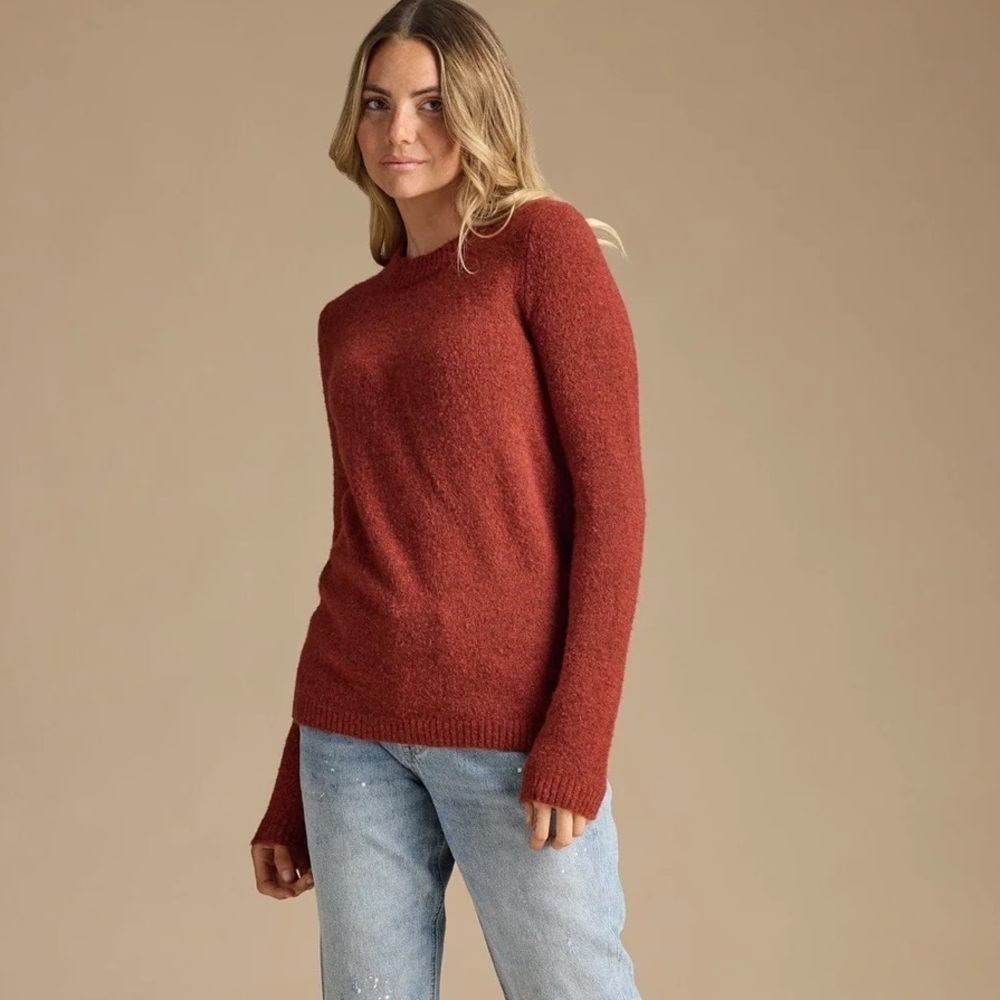 NWT DownEast Women’s Wool Blend Rune Pullover, Burnt Henna color, size small